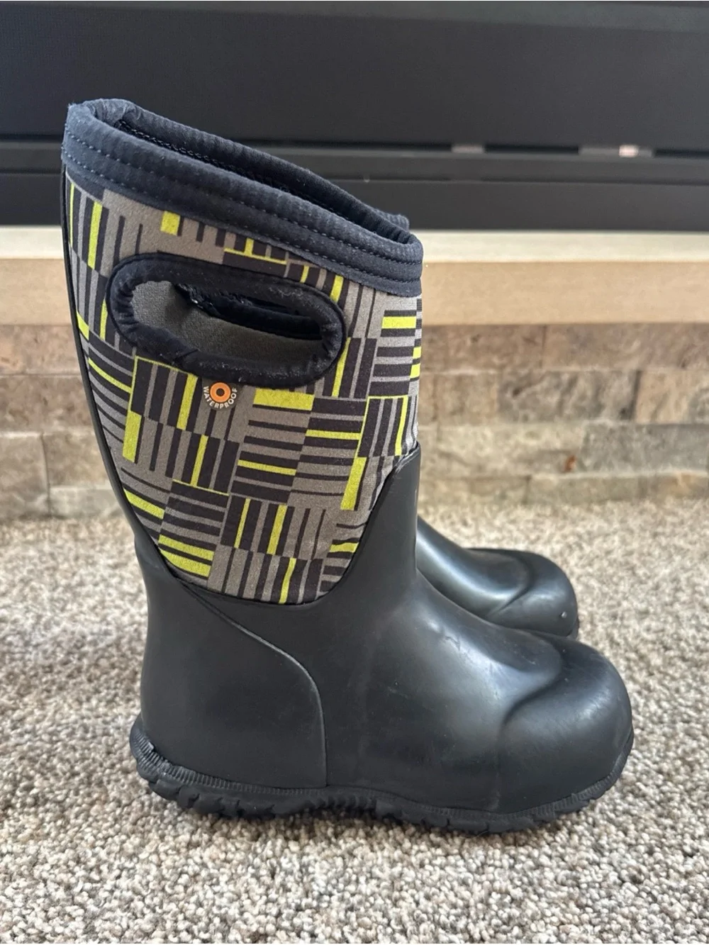 Bogs -4F K York Phaser 2 US Size Kids 11 Black Gray Green Waterproof Boots EUC